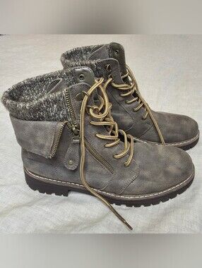 Cliffs By White Mountain Mandy Hiker Boots with Knit Collar SZ 8.5